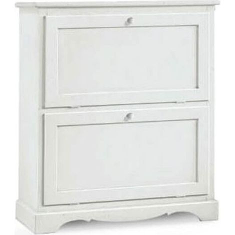 Scarpiera in legno 2 scomparti Colori Legno: Bianco Opaco