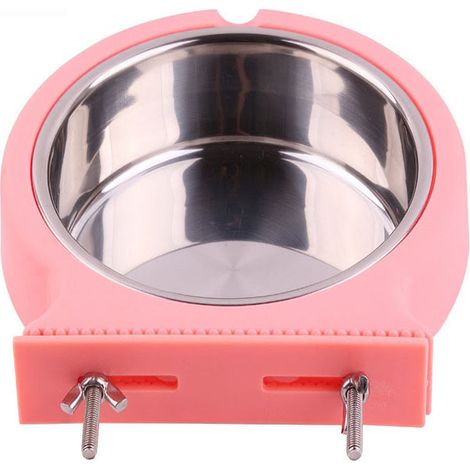 Gamelle pour chien, gamelle pour chat, gamelle suspendue en acier inoxydable pour cage, mangeoire pour lapins, furets et autres rongeurs (1/4)