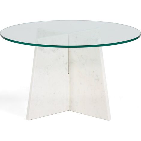 Table salon élégance en marbre blanc - Blanc marbré élégant et contemporain (1/3)