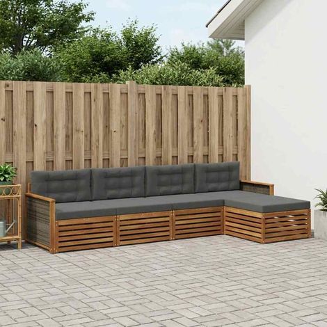 vidaXL Ensemble de canapés d'extérieur 5 pcs Naturel et Anthracite (1/5)