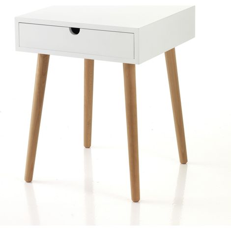 Tavolino effetto legno laccato bianco cm. H.50 x L.40 x P.40