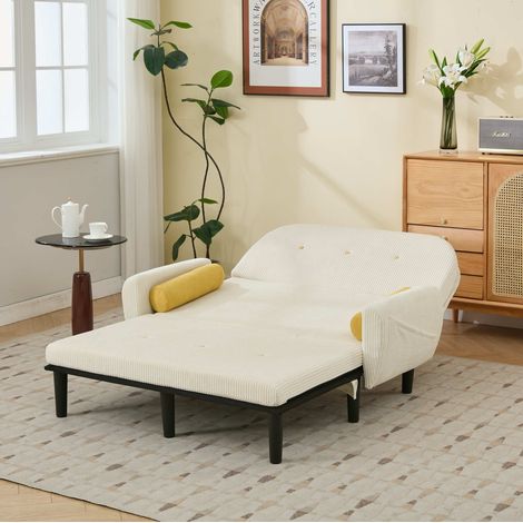 canape fauteuil convertible velours ivory OKMYHOME (1/5)