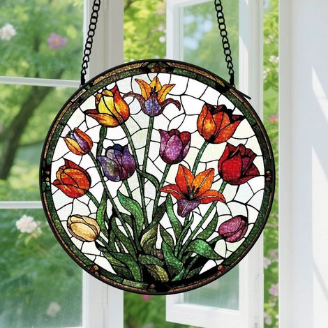 15cm Suspension vitrail pour fenêtre, accroche-soleil romantique, panneau décoratif, cadeaux anniversaire pour femmes et hommes (1/5)