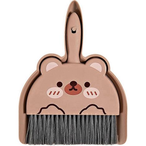 Mini balai et pelle à poussière pour enfants, ensemble de nettoyage mignon avec un ours en dessin animé. (1/5)