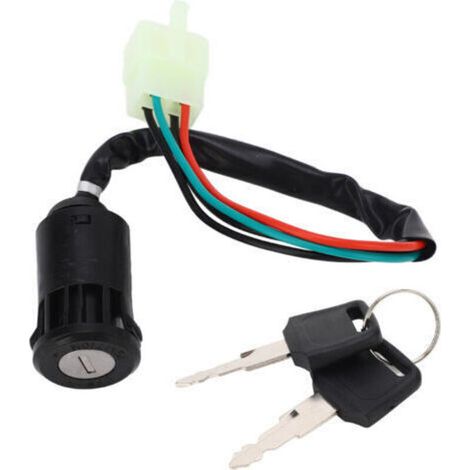 Commutateur de clé d'allumage à fil à 4 broches commutateur de système d'allumage Durable sensible avec 2 clés pour Quad 4 roues ATV Go Kart (1/5)
