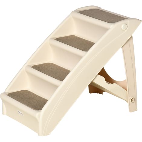 Escalón para Perros Gatos Portátil con Alfombras Antideslizantes Cama Sofá Carga 20 kg 62x38x49.5 cm Beige (1/5)