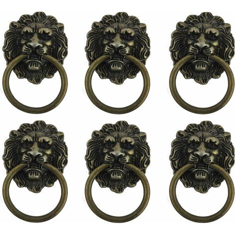 6 Pièces Poignée Bouton Meuble, Meuble Ancien Lion Tirez Main Dans, Bouton de Poignée Rétro, Convient Aux Poignées de Meubles, Pratique et économique (1/5)
