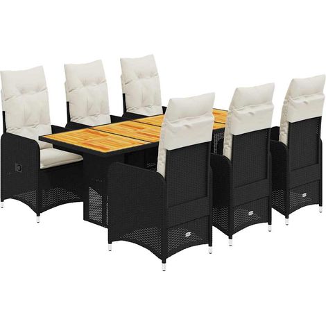 Maison Exclusive - 7-tlg. Garten-Bistro-Set mit Kissen Schwarz Po