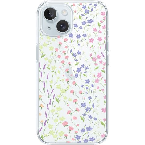 iPhone 15 Hülle, transparent, Silikon Flexi, Wildblumen (1/5)