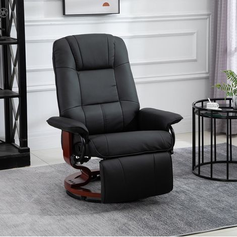 Sillón relax 78x87x100 cm negro en piel sintética y espuma con respaldo reclinable 145° y reposapiés (1/4)