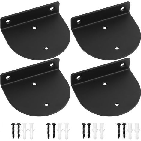 4 Pcs Equerre Etagere Murale Métal, Support Etagere Murale Fixation Invisible, équerre d’étagères Semi-circulaire Charge Lourde, Noirs (1/5)