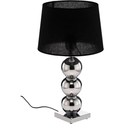 [NEUWERTIG] B-Ware Euluna Textil Tischlampe Fulda Schreibtischlampe E27 Schirm Schwarz Fuß Chrom