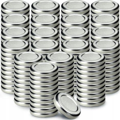 KADAX Schraubdeckel fi43 mm, Twist-Off-Deckel aus Metall, 200 Stück,Silber