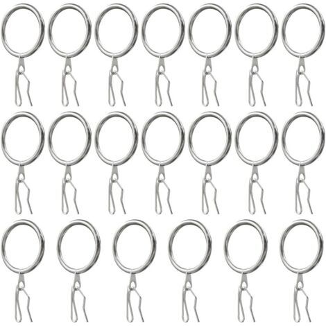 QORVA-Lot de 20 anneaux de rideaux en métal, anneaux et crochets pour rideaux, rideaux de porte, rideau de douche 3,0 x 50 mm (nickel poli) (1/5)