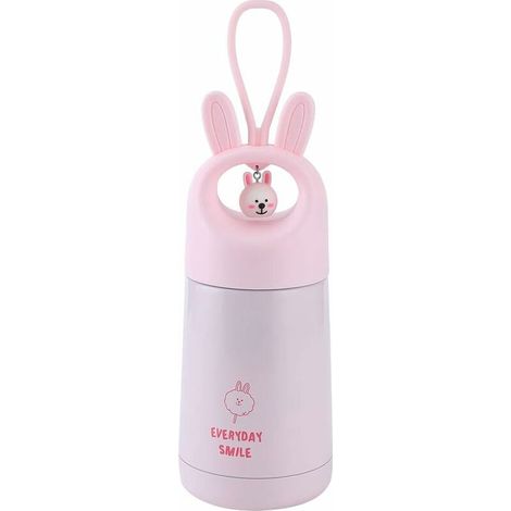 DEESSE SHOP - Tasse isotherme en acier inoxydable avec pendentif pour enfants étudiants (lapin rose) (1/5)
