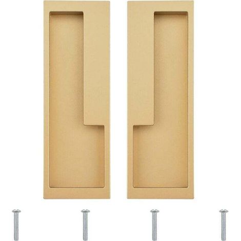 Set mit 2 Schiebetürgriffen aus Aluminiumlegierung mit verdeckten Schrauben, modern und schlicht für Schubladen, Schränke und Möbel (Mattgold) - Crezuo