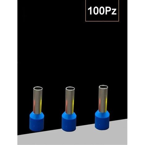 Trade Shop - KONFEKT 100PZ TUBETTO CAPICORDATOPER CAVI DA 2.5MM2 TERMINALE 8MM E2508 - Blau (1/4)