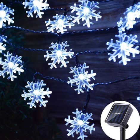 12M Guirlande Lumineuse Exterieur Solaire, 100 LED Flocon de Neige Lumières de Noël Étanche 8 Modes Décoration Lumière pour Exterieur Interieur (1/5)