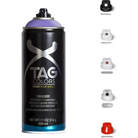 Bombolette Spray graffiti Vernice Acrilica 400ml Varie Tonalità di Viola + 5 testine per tratti precisi e spessi finitura opaca coprente per street ar (1/5)