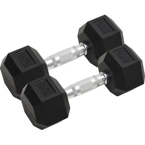 Mancuernas, peso total 16 kg, aptas para entrenamiento de fuerza, color verde militar. (1/2)