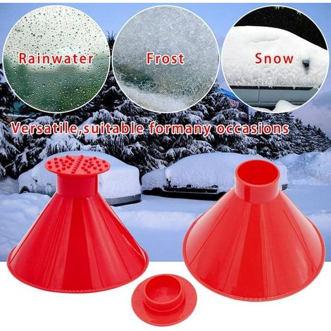 Grattoir à glace magique pour voiture, raclette ronde avec entonnoir cône pour pare-brise, dégivreur neige universel, outil hivernal anti-givre (1/3)