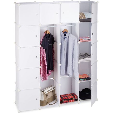 Étagère Cubes Rangement Penderie Armoire, Plastique, Blanc, 36,5 x 145 x 180 cm (1/5)