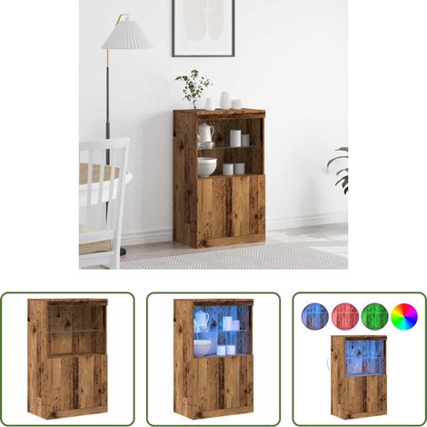 Buffet marron -  Buffet LED Marron 60 x 37 x 100 cm Bois d'ingénierie (1/5)
