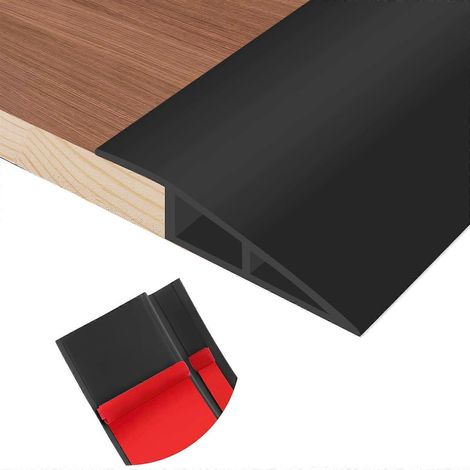 Bande de transition de plancher auto-adhésive noire et seuil de porte en vinyle pour dalles de moquette et stratifié (3/5'4/5', 3,3 pi) (1/5)