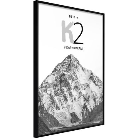 Affiche Murale Encadrée "Peaks of the World K2" 30 x 42 cm Noir