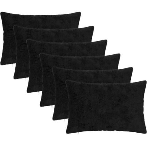 vidaXL Cushion Cover 6 pcs HEERLEN Black 40 x 60 cm Faux Rabbit Fur