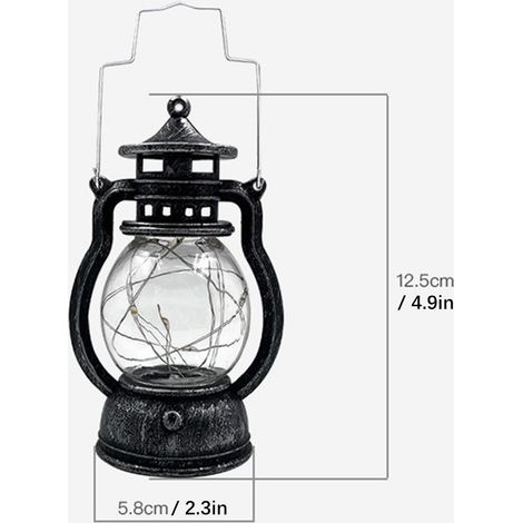 Lanterne LED vintage décorative à suspendre pour le camping, la tente ou le jardin, idéale pour Noël (dorée). (1/5)