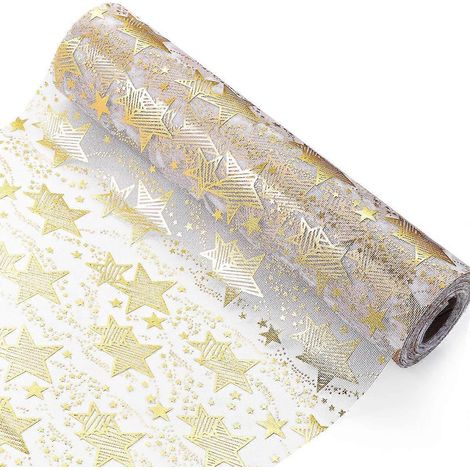 Nappe en maille dorée 28 x 275 cm, chemin de table léger et luxueux pour décoration de fête et de mariage