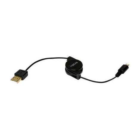 LogiLink Câble USB USB 2.0 USB-A mâle, USB-Micro-B mâle 0.75 m noir avec enrouleur CU0090 (1/3)