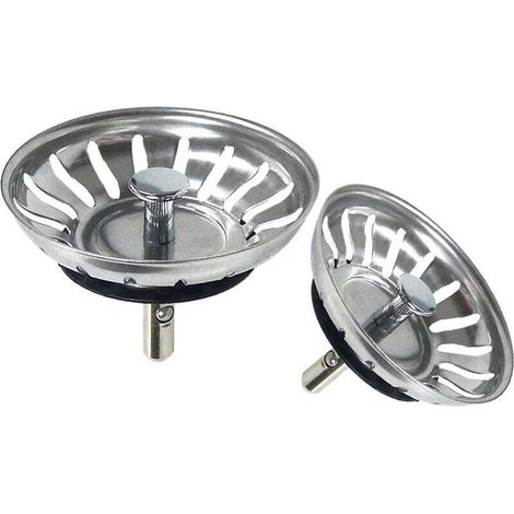 Filtre d'évier de cuisine, filtre de bouchon de crépine d'évier, égouttoir d'évier en acier inoxydable pour votre cuisine salle de bain - Diamètre 80 mm (2 paquets) (1/4)