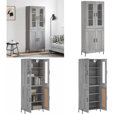 Highboard Grau Sonoma 69,5x34x180 cm Holzwerkstoff - Schrank - Holzwerkstoff (1/5)