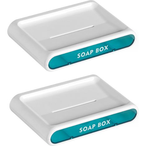 2 porte-savons muraux, installation sans perçage, fond rainuré et bac récupérateur d'eau, salle de bain cuisine douche buanderie (1/5)