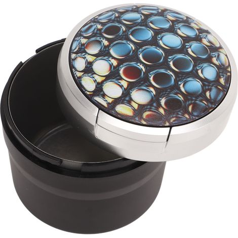 Cendrier de voiture portable Mini Silver Edge ignifugé et sans fumée avec lumière LED et couvercle alvéolé (1/5)