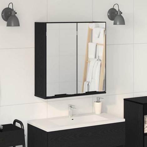 Spiegelschrank mit Regal Schwarz Eichen-Optik 64 x 20 x 67 cm