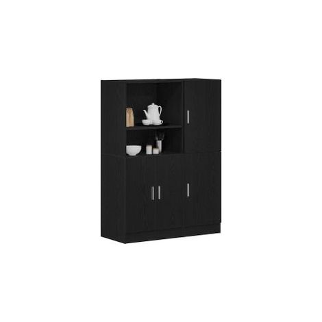 Ensemble d'armoires de cuisine 2 pcs noir bois d'ingénierie (1/5)