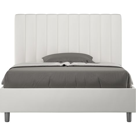 Lit capitonné design italien 120x190 cm simili cuir blanc Nighty-Option Avec sommier et sans coffre (1/5)