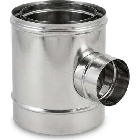 Maka Raccordo a T 90° Ridotto a MP 80 Canna Fumaria Doppia Parete Aria Inox Inox Ø 130 mm (esterno 180) (1/5)