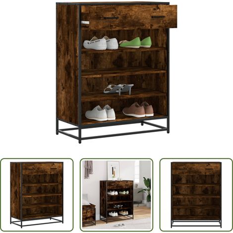 Schuhschrank Räuchereiche - Schuhschrank Räuchereiche 75x38x97,5 cm Holzwerkstoff Metall (1/5)
