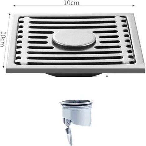 (Brilliance-Double)10CM Square Floor Drain Anti-odor, Stainless Steel Floor Drain with Removable Cover, Shower Floor Drain for Bathroom Laundry (1/4)
