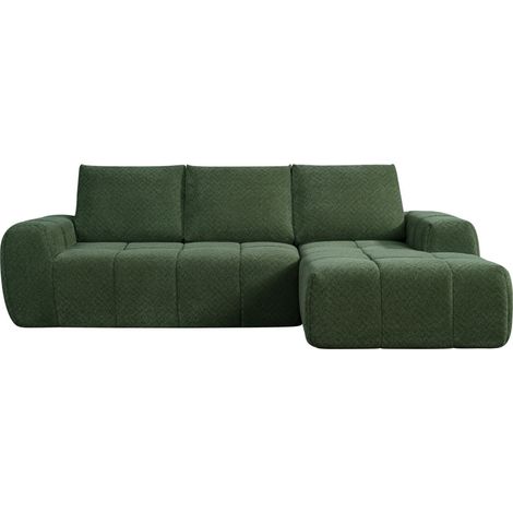 Canapé d'angle droit compressé 3,5 places en tissu - Vert - Louis