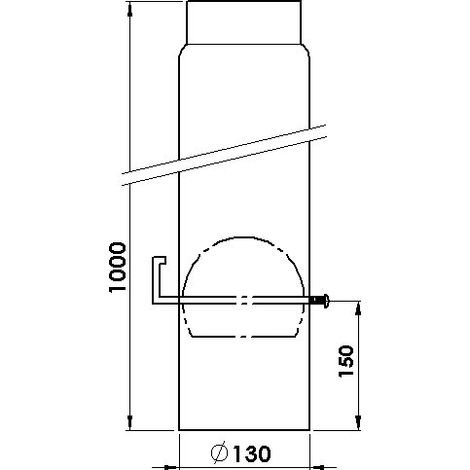 Rauchrohr 130 mm, 1000 mm mit Regulierklappe