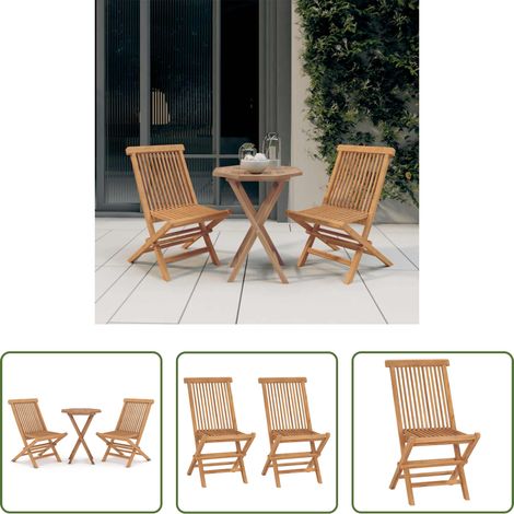 Chaises de jardin - Ensemble à manger de jardin 3 pcs Bois de teck massif (1/5)