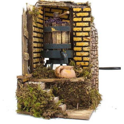 TORCHIO DEL VINO CON POMPA 15X10X17CM FUNZIONANTE PER PRESEPE (1/5)