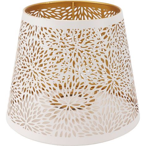 Abat-jour en fer blanc avec motif floral sculpté – Compatible E27/E26 – Dimensions 13 x 19 x 15 cm – Pour salon ou chambre (1/5)