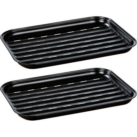 Grillschale Luca inox noir 2 pièces barbecue antiadhésif en acier inoxydable réutilisable pour griller légumes poisson et viande accessoire cuisine d'extérieur 34,5 x 24,5 x 2,5 cm (1/2)
