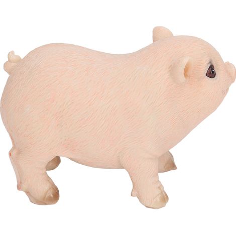Statuette de jardin en résine représentant un adorable cochon, figurine animale, sculpture d'extérieur, ornement de pelouse en résine, mini rose (1/5)